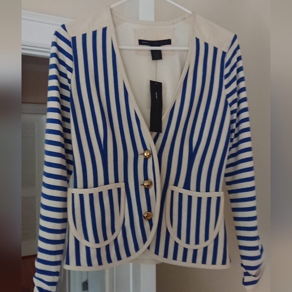 Marc by Marc Jacobs Nautical Theme Dusty White Multi Striped Blazer size XS - Picture 3 of 13